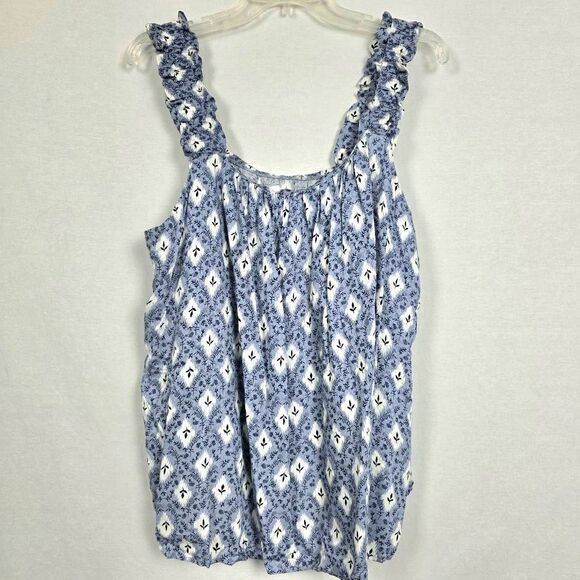 Maurices Plus Floral Print Tank Top Blue 2X - Picture 1 of 7
